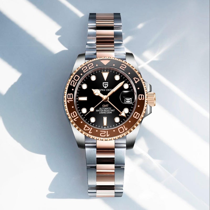 PAGANI DESIGN ساعة أوتوماتيكية GMT للرجال من باجاني ديزاين مع إطار سيراميك وحركة NH34 - Image 2